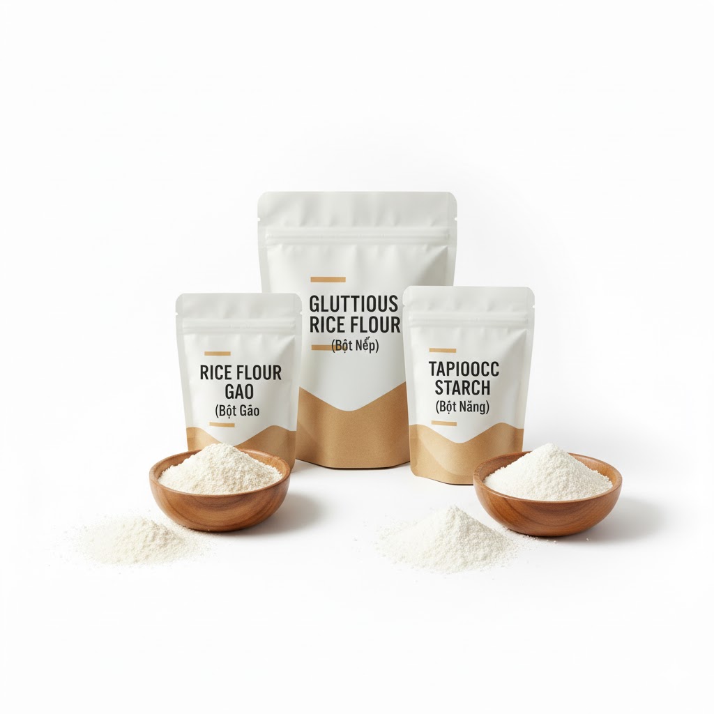 Bột gạo, bột nếp, bột năng