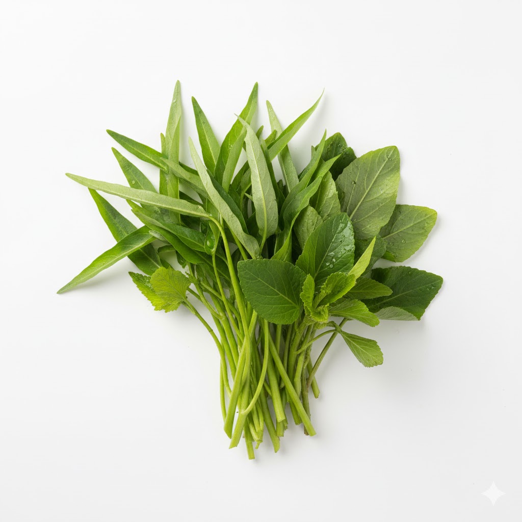 Rau cải, muống, mồng tơi,...