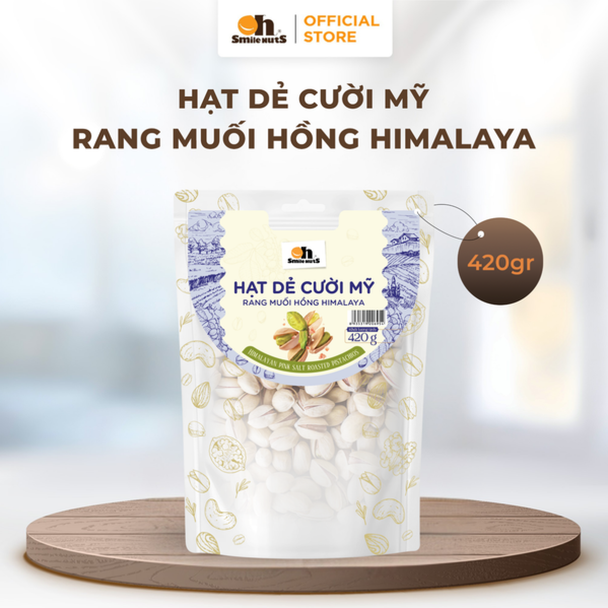 Hạt dẻ cười Mỹ rang muối hồng Himalaya 50g