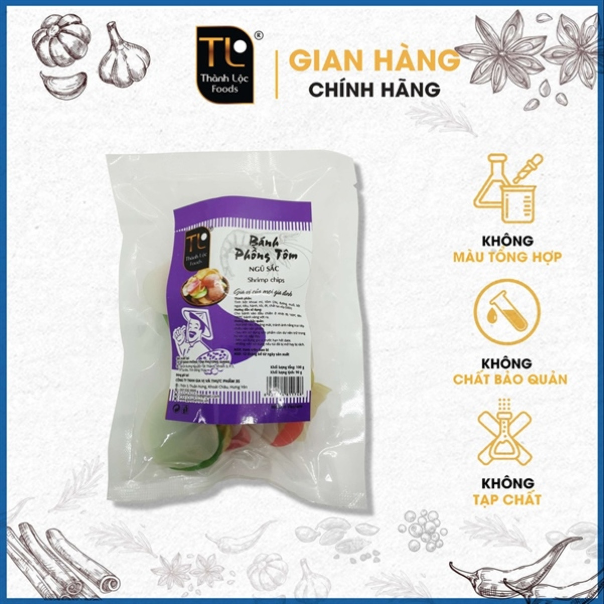 Bánh phồng tôm ngũ sắc G100G