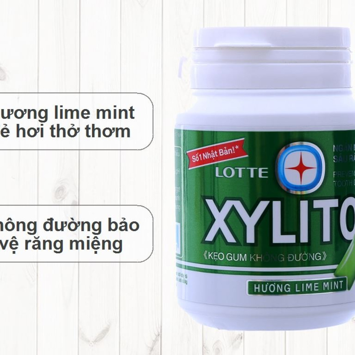 Kẹo gum không đường Lotte Xylitol hương Lime mint 55.1g