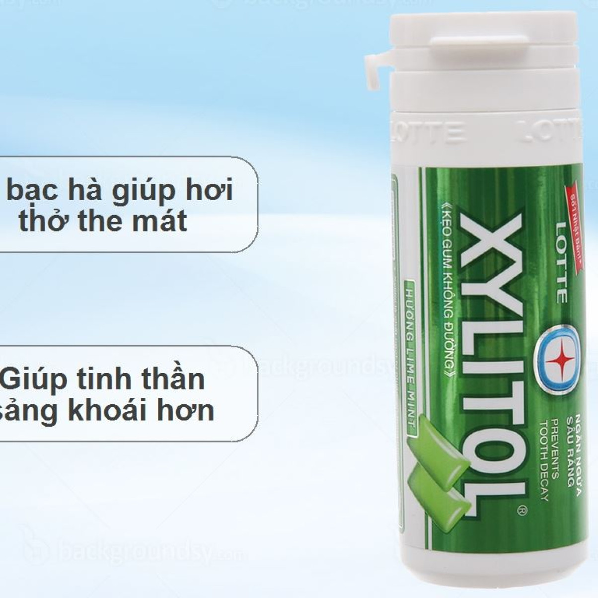 Kẹo gum không đường Lotte Xylitol hương Lime mint 26.1g