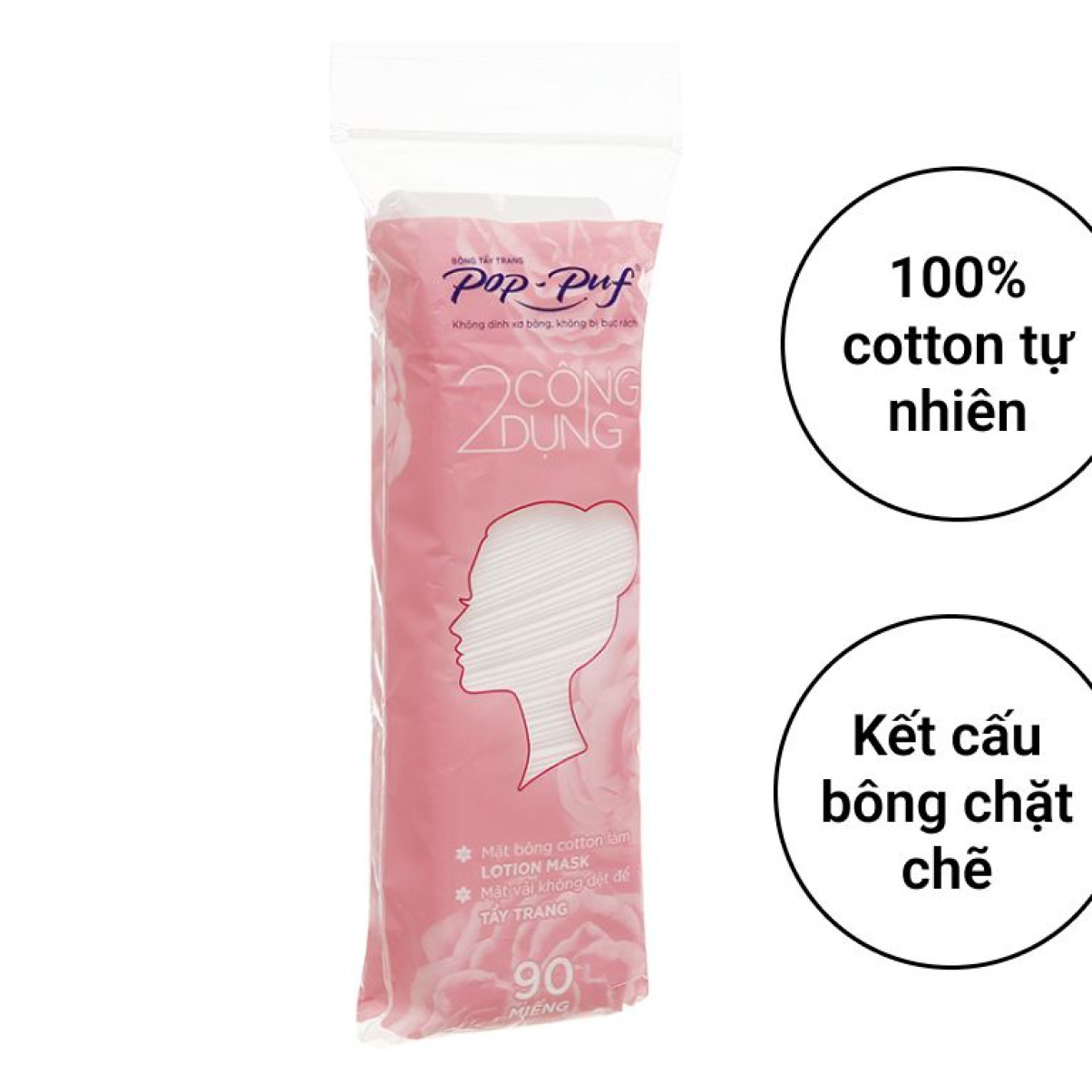 Bông tẩy trang Poppuf zipper 90 miếng