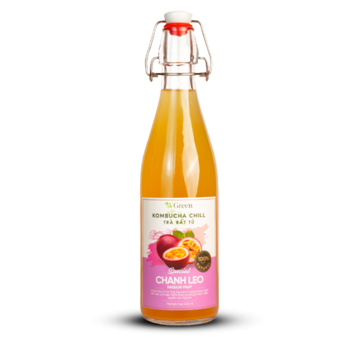 Vkombucha Chill Trà bất tử 500ml Chanh Leo