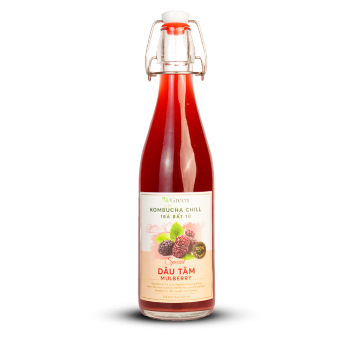 Vkombucha Chill Trà bất tử 500ml Dâu Tằm