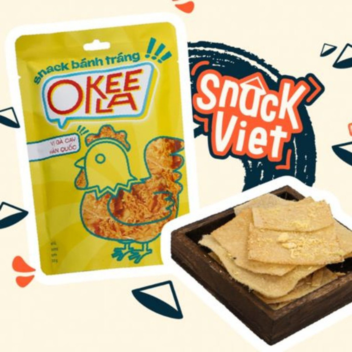 Snack Bánh Tráng Okeela Vị Gà Cay Hàn Quốc - Túi 30g