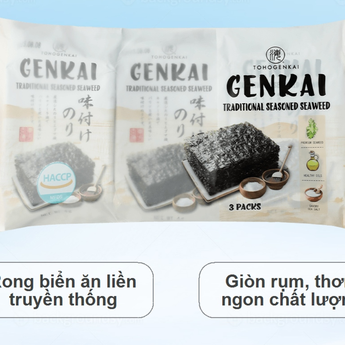 GENKAI Rong Biển Ăn Liền Truyền Thống 12g (4g x 3 gói)
