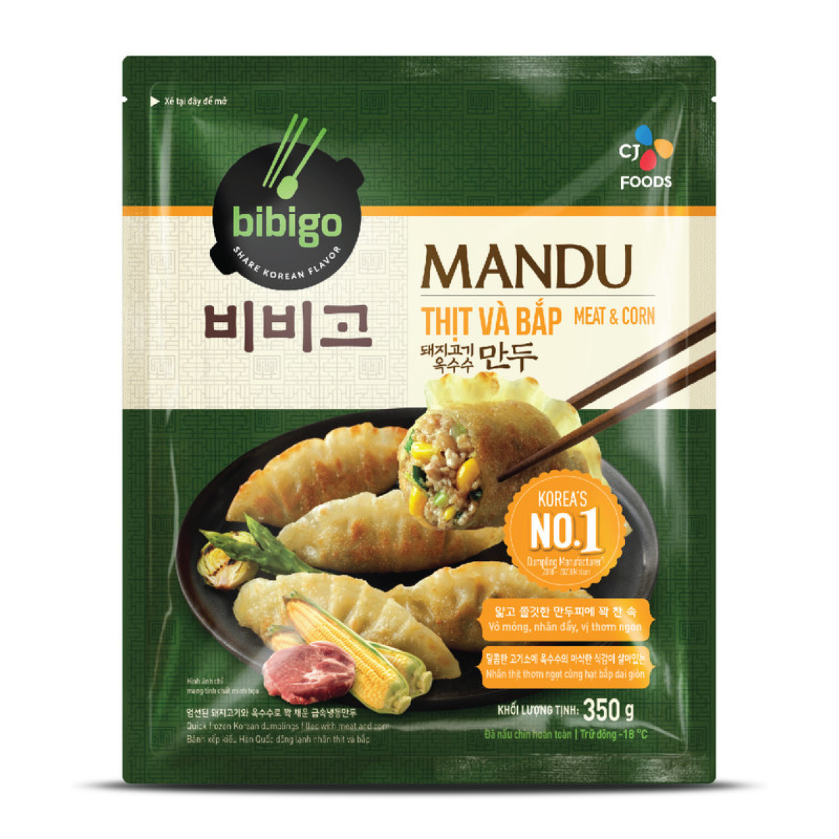 Bánh Mandu Thịt và Bắp CJ Bibigo 350g