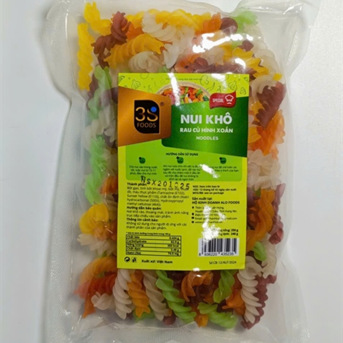 Nui khô rau củ hình xoắn G200G