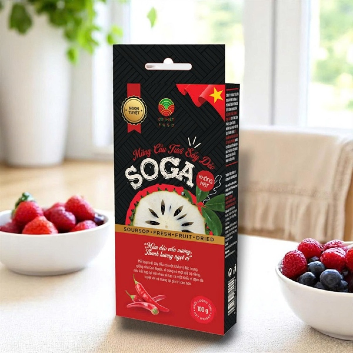 Mãng cầu tươi sấy dẻo, vị muối ớt đỏ SOGA 100g