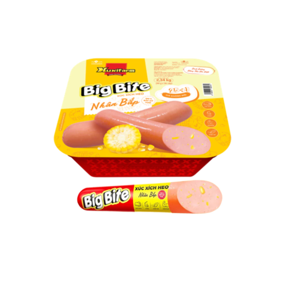 Xuxifarm BigBite Xúc Xích Heo vị Bắp Rổ 90g