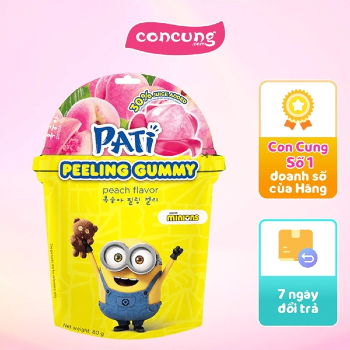 Kẹo dẻo trái cây lột vỏ PATI vị đào 80g