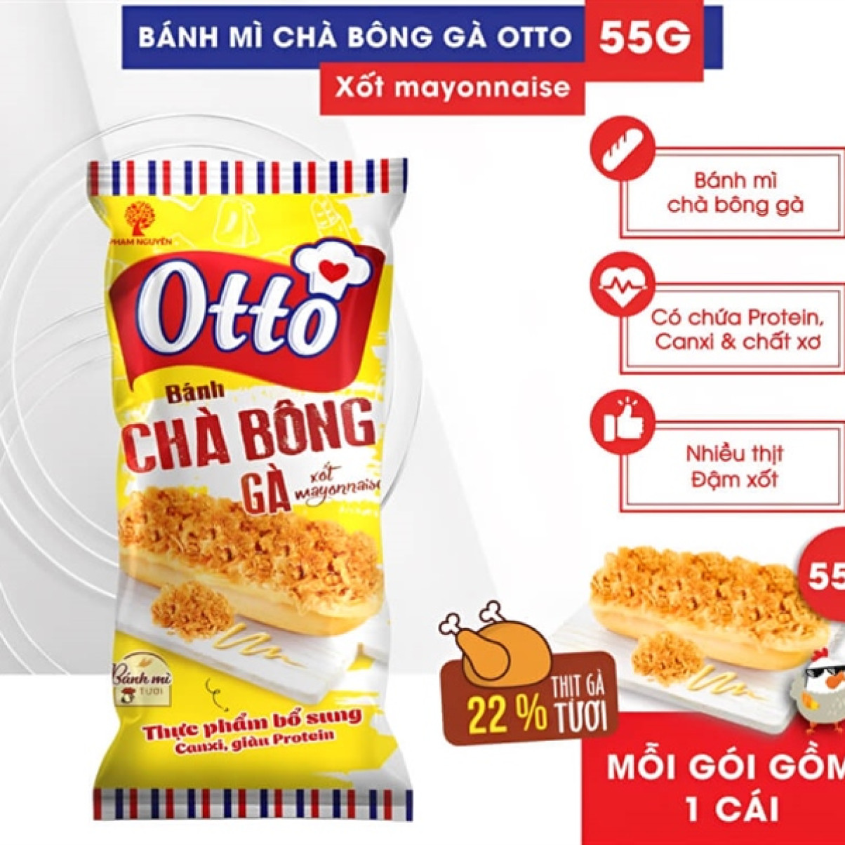 Bánh mì phủ chà bông xốt Mayonnaise Otto 55g