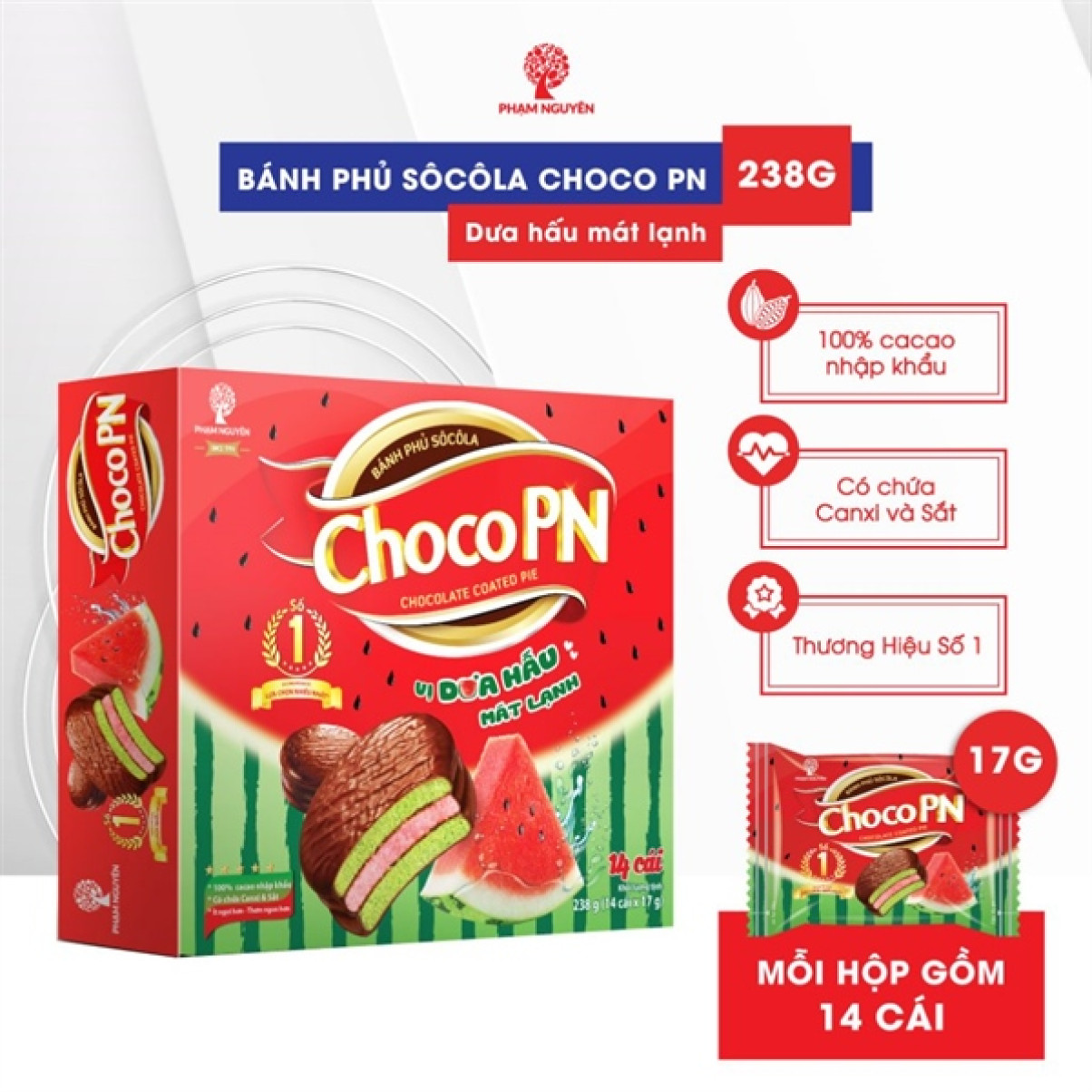 Bánh Choco PN dưa hấu 238g