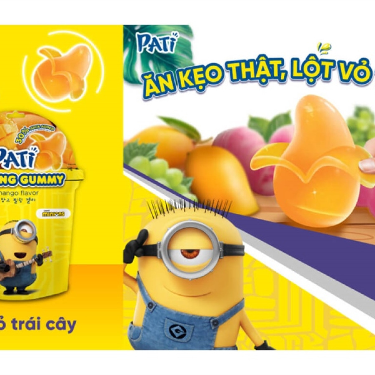 Kẹo dẻo trái cây lột vỏ PATI vị xoài 80g