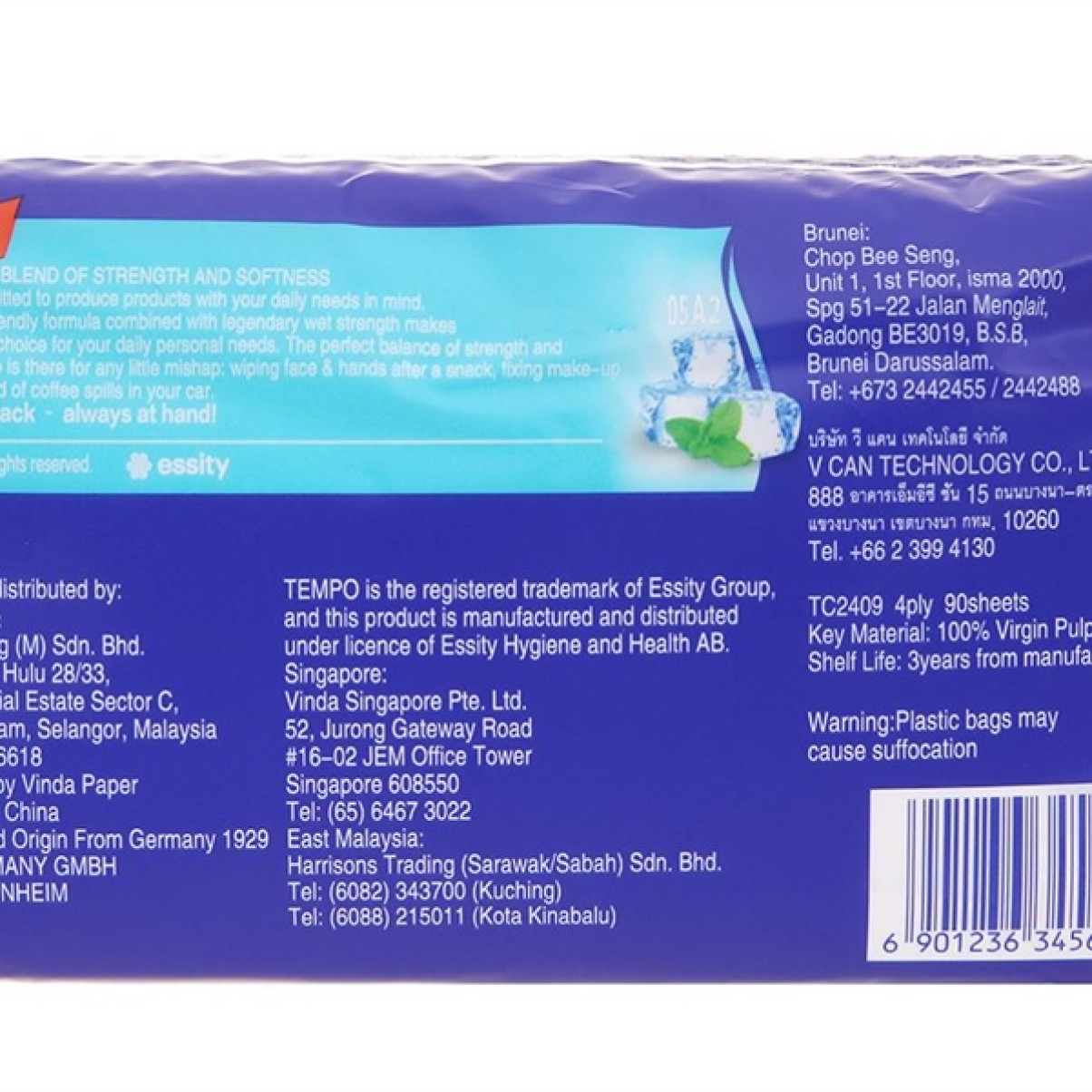 Khăn giấy gói rút TEMPO hương bạc hà (4 gói)