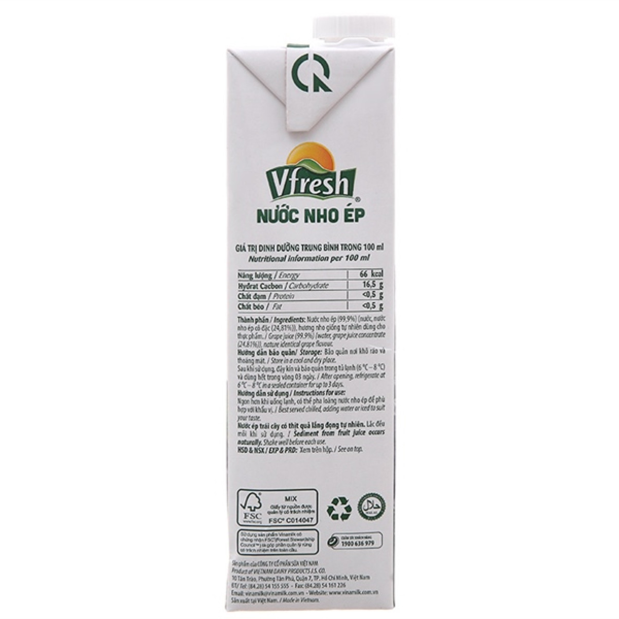 Nước Vfresh Nho Ép 1L