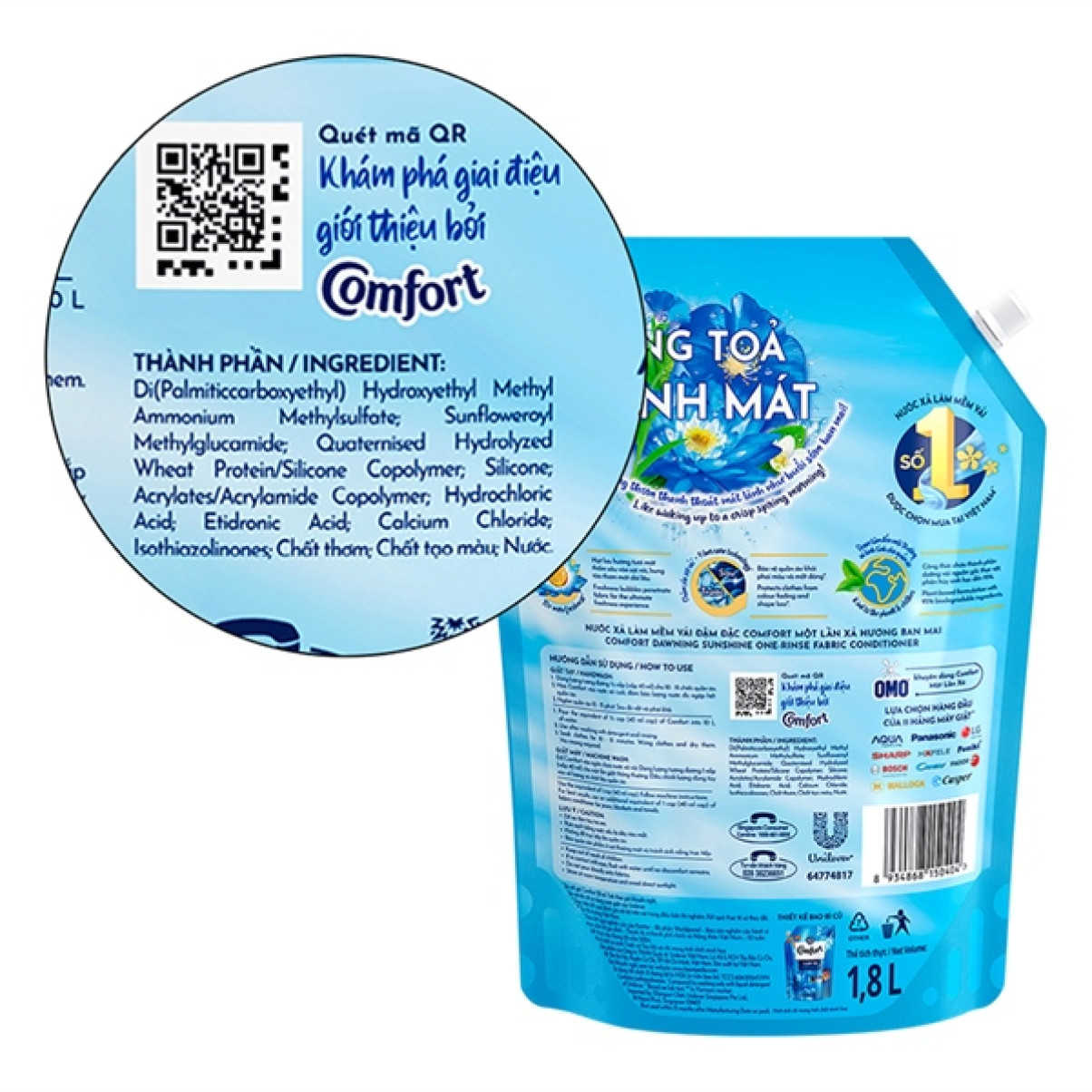 Nước Xả Comfort Đậm Đặc Hương Ban Mai 1.8L