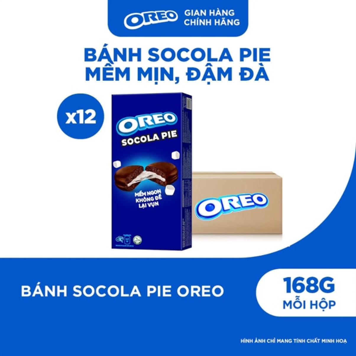 Bánh Oreo Socola Pie Vị Nguyên Bản Hộp 168G