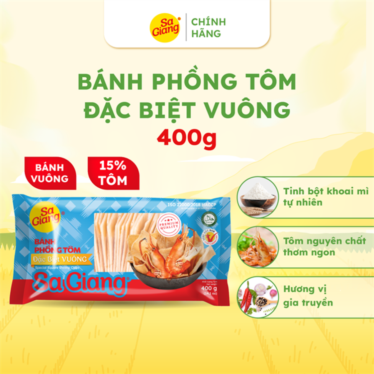 Bánh Phồng Tôm Vuông Sa Giang 400g