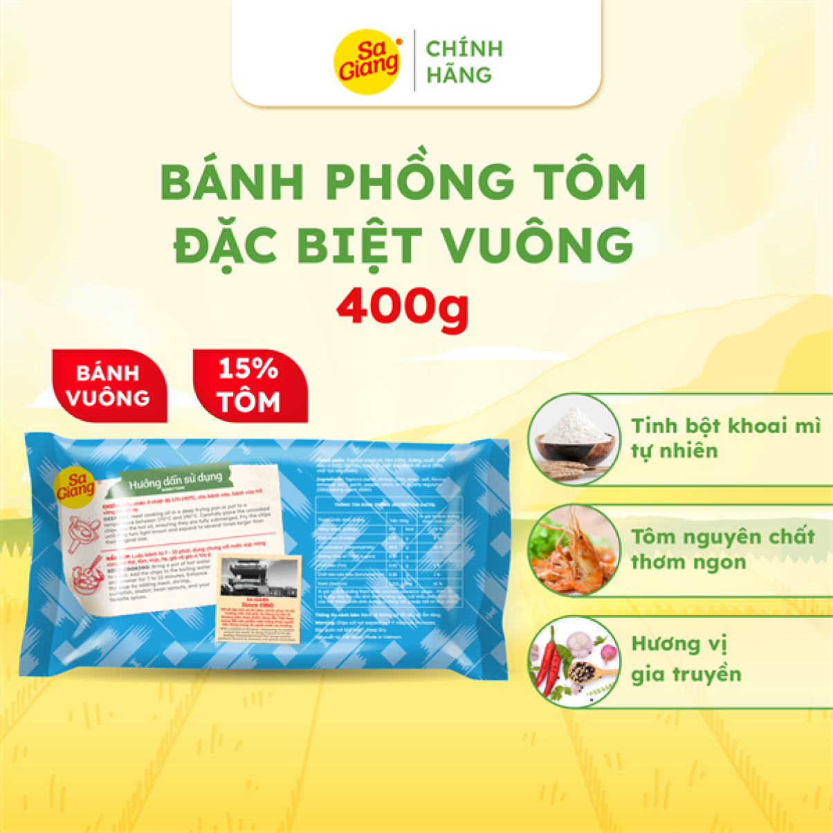 Bánh Phồng Tôm Vuông Sa Giang 400g