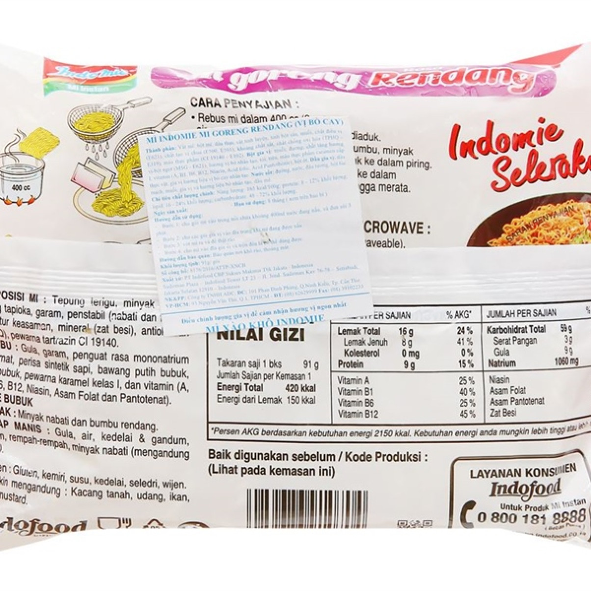 Mi Goreng Rendang (bò cay)