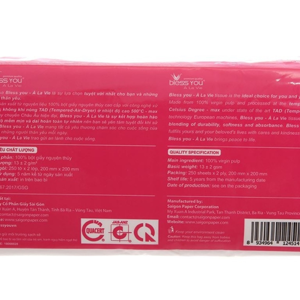 Khăn Giấy Bless You À La Vie 250 Tờ