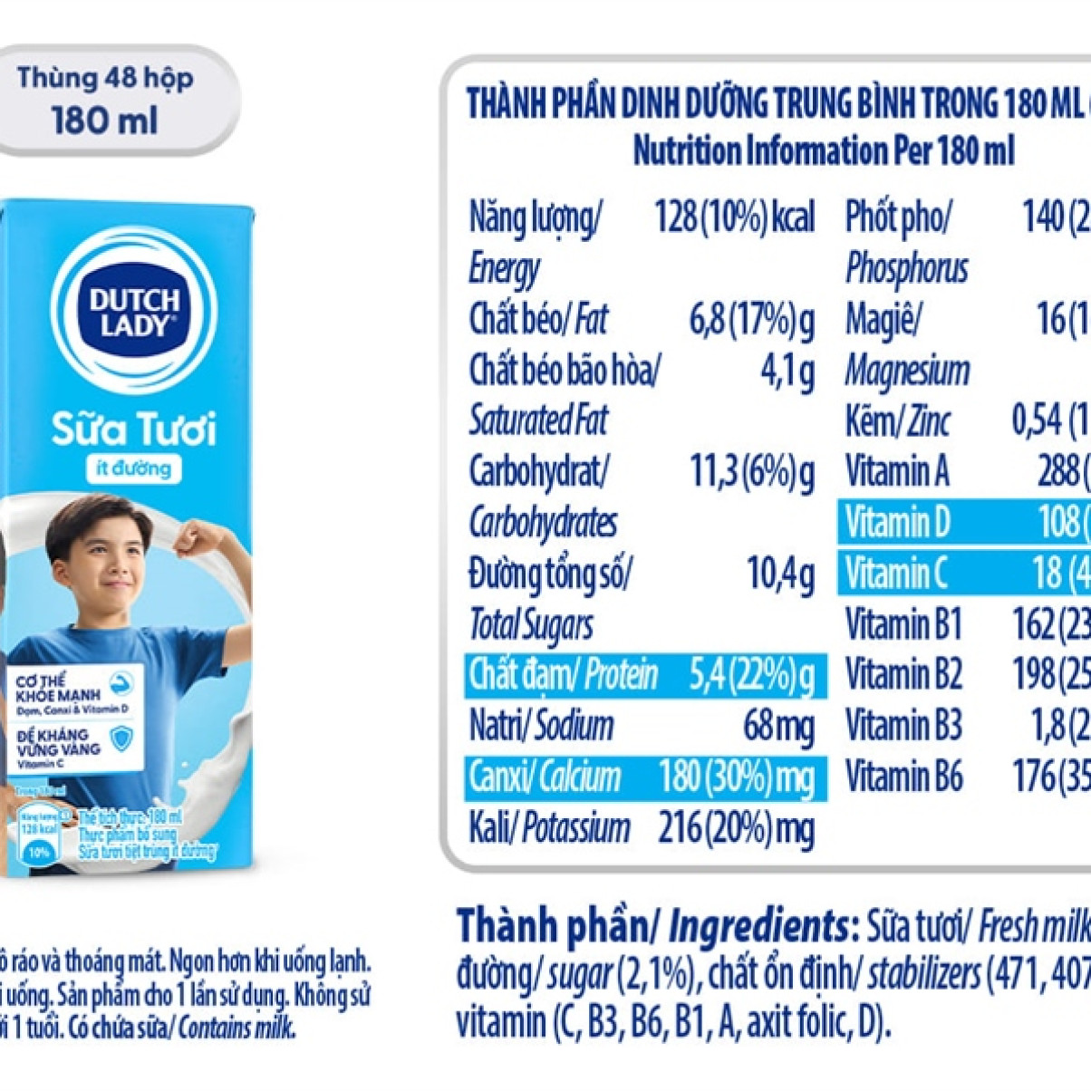 Sữa tươi halan ít đường 180ml