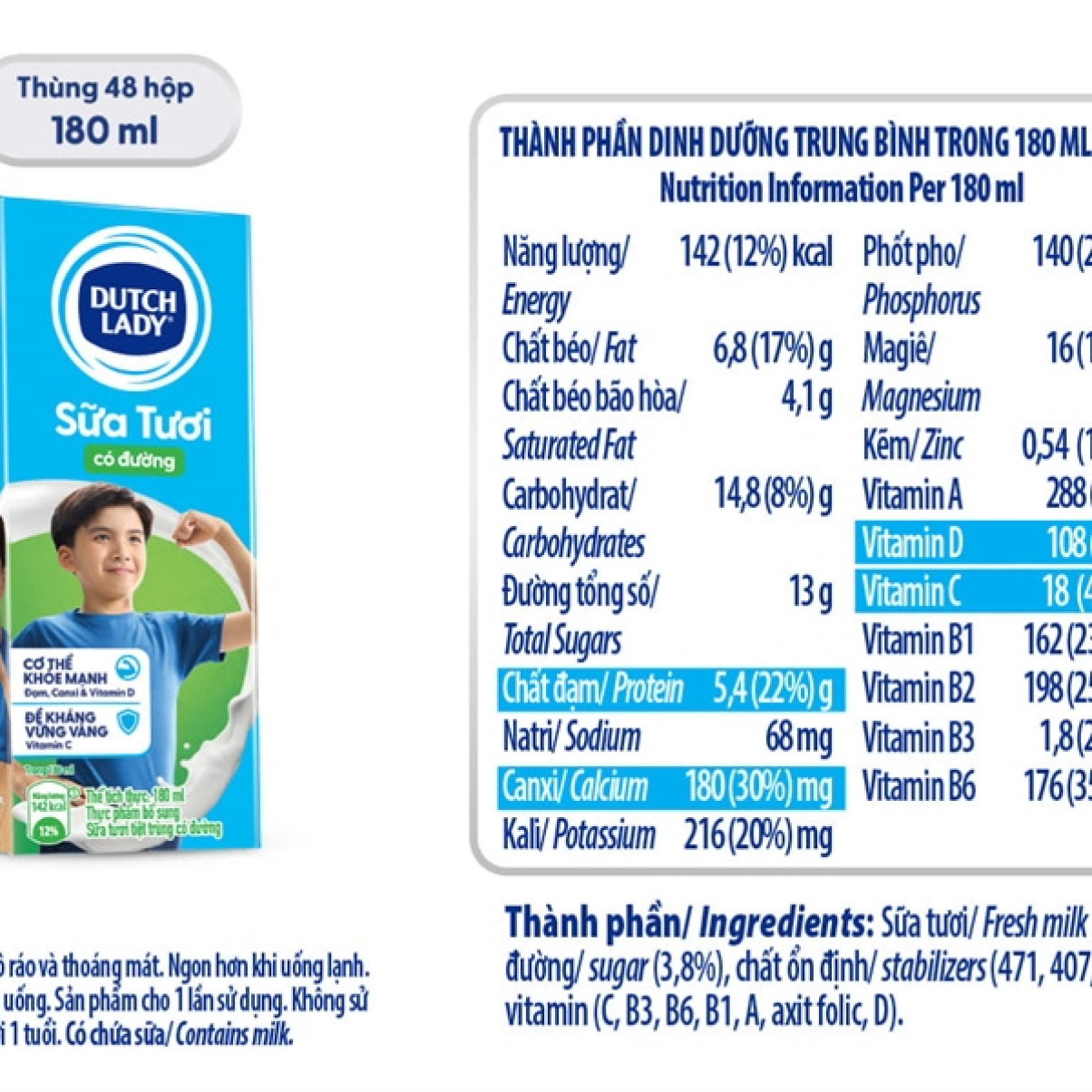 Sữa tươi halan có đường 180ml