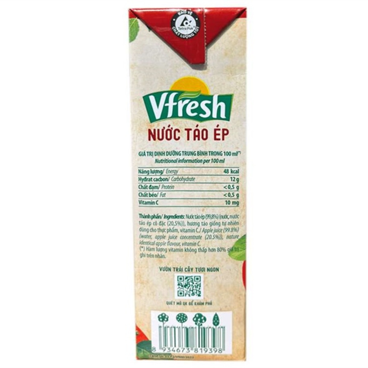 Nước Vfresh Táo Ép 100% 1L