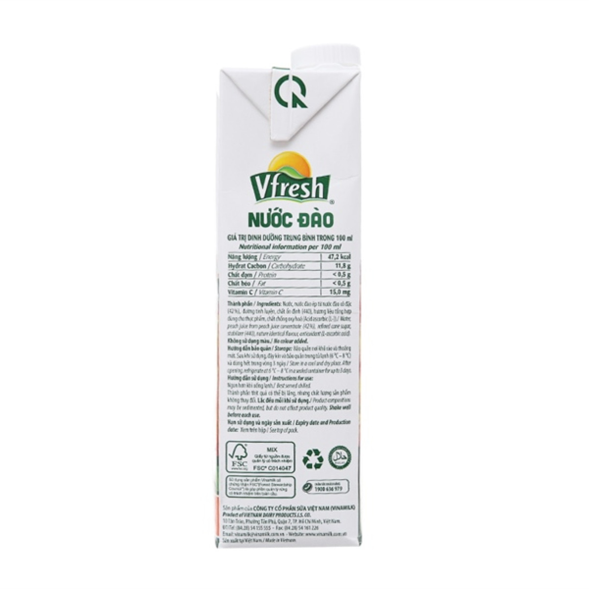Nước VFresh Đào Nectar 1L