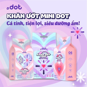 Lốc 6 gói khăn ướt Mini Dot 10 tờ không mùi