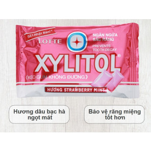 Kẹo gum không đường Lotte Xylitol hương Strawberry mint 11.6g