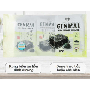GENKAI Rong Biển Ăn Liền Lá Xanh 12g (4g x 3 gói)