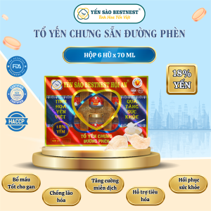 Hộp 6 hũ Tổ yến chưng sẵn BESTNEST HỘI AN 18% Đường Phèn