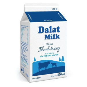 Sữa tươi thanh trùng Dalat Milk ít đường 450ml